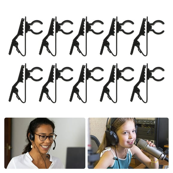 Masteelf 10 Pcs Lapel Mic Clip Tie Lavalier Microphone Clamp Accessory