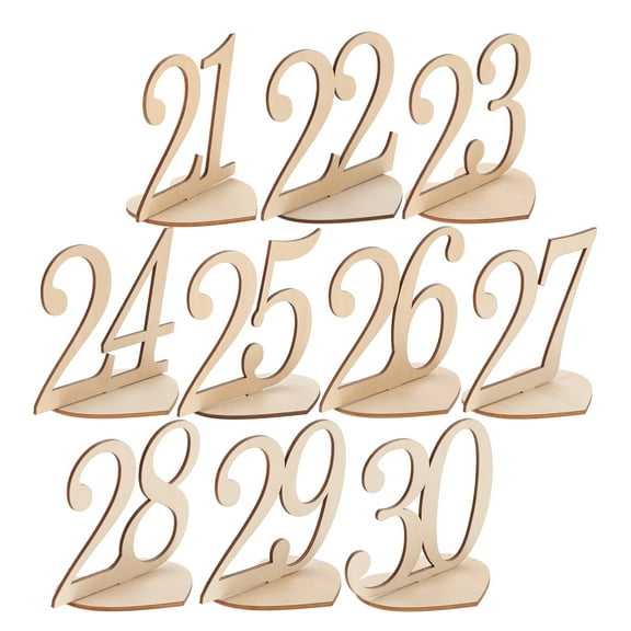 OFFIGAM 10Pcs Wooden Wedding Table Numbers with Heart Base for Wedding, Party, Event Decorations