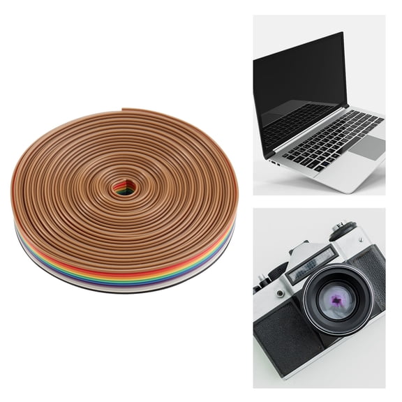 Masteelf 10 Colorful Flexible Flat Ribbon Cable 5M for Camera with Plastic and Copper Multi-Conductor Design