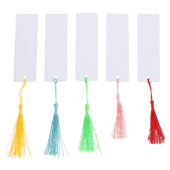 Masteelf 10 Sets Blank Bookmarks Heat Transfer Sublimation Printing Bookmarks Aluminum DIY Blank Bookmarks with Tassels for Students