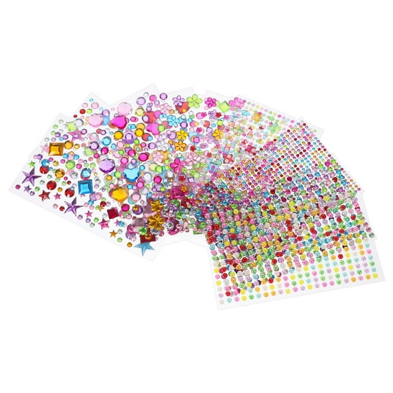 Masteelf 10 Sheets Jewel Gemstone Border Stickers Adhesive Decorative