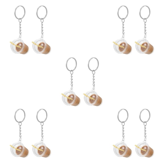 Masteelf 10 pcs  Cute Keychain Decorative Keychain Milk Tea Keychain Backpack Pendant Charm Milk Tea Key Ring Purse Hanging Decoration