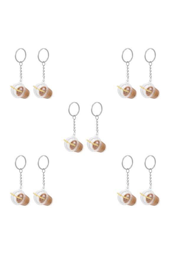 10 pcs Cute Keychain Decorative Keychain Milk Tea Keychain Backpack Pendant Charm Milk Tea Key Ring Purse Hanging Decoration