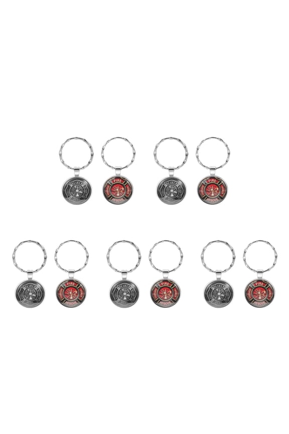 10 pcs Hanging Firefighter Key Pendant Key Chain Decor Metal Firefighter Keychain Metal Keyring Decoration Bag Hanging Pendants Firefighter Keyring Pendant