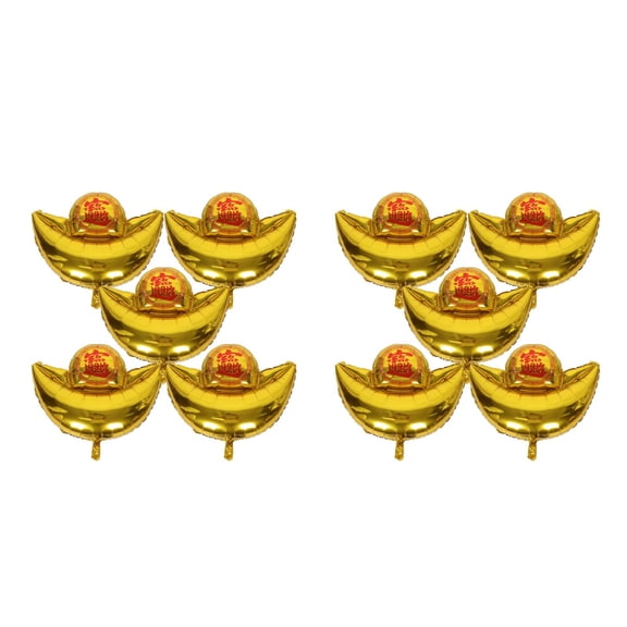 Masteelf 10 pcs Ingot Shape Balloon New Year Party Aluminum Film Balloons New Year Photo Booth Prop Party Balloons Decorations New Year Ornaments