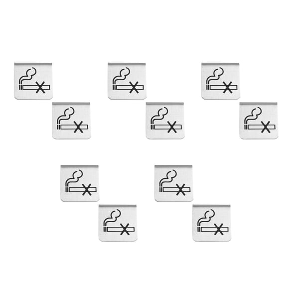 Masteelf 10 pcs Stainless Steel No Smoking Table Sign Reserved Signs Double Side No Smoking Card Tent Desk Logo Indicator For Restaurant Office Hotel Hospitals Clubs Room Business