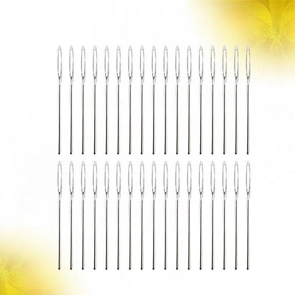 Masteelf 100 Pcs 7CM Steel Large Hole Needles DIY Yarn Knitting Needles Leather Sewing Accessories for Home Women Gift (Silver)