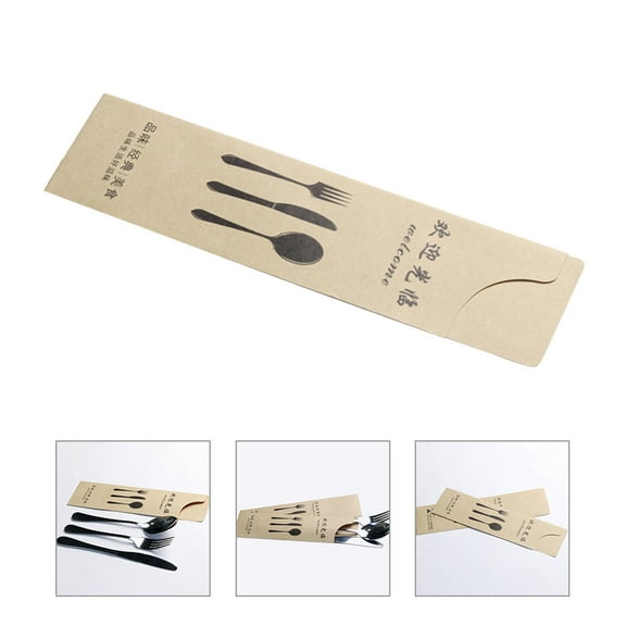 Masteelf 100 Pcs Assorted Color Kraft Paper Silverware Bags Durable Cutlery Holders for Parties and Events