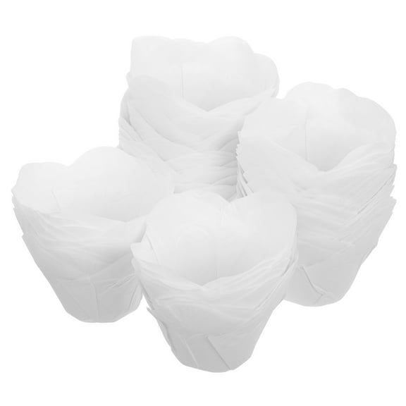 Masteelf  100 Pcs Cupcake Liner Mini Muffin Liners Lotus Paper Hollow Decoration Cups White