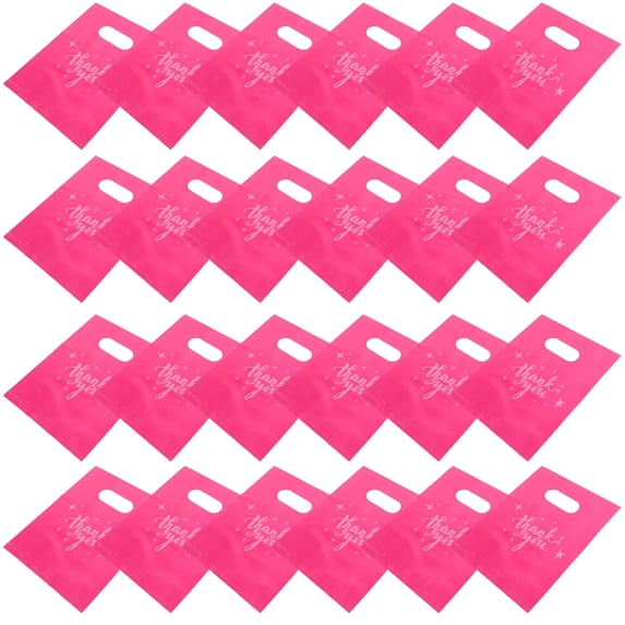 Toddmomy Plastic Thank You Bags Rosy 100Pcs 8.06X6.09X0.04In Sturdy Handle Design For Retail