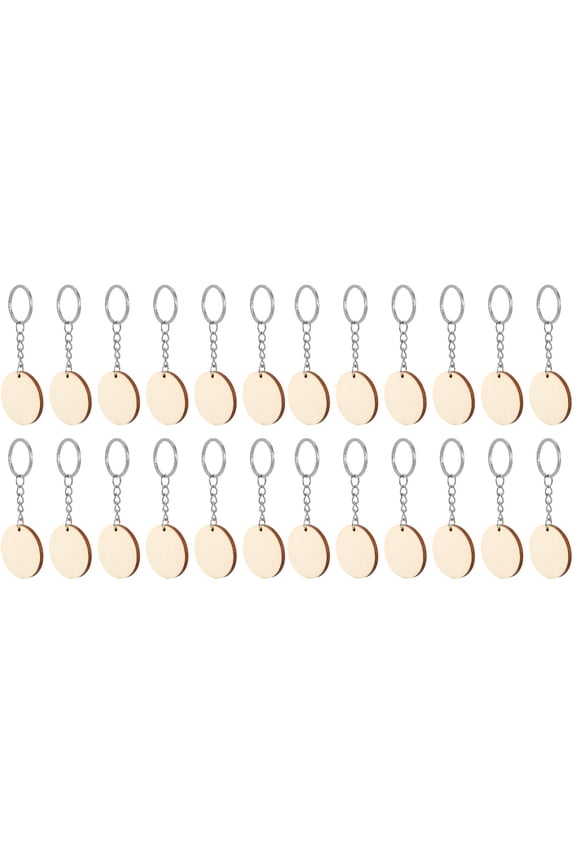 100 Pcs Wooden Key Chain DIY Hand Drawing Keychains Creative Key Pendants