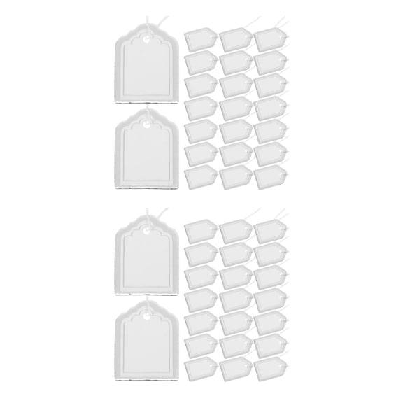 Masteelf 1000 pcs Writable Blank Paper Tags with String White Fan-Shaped Price Labels Merchandise Hanging Tag for Jewelry Pricing Clothing Display
