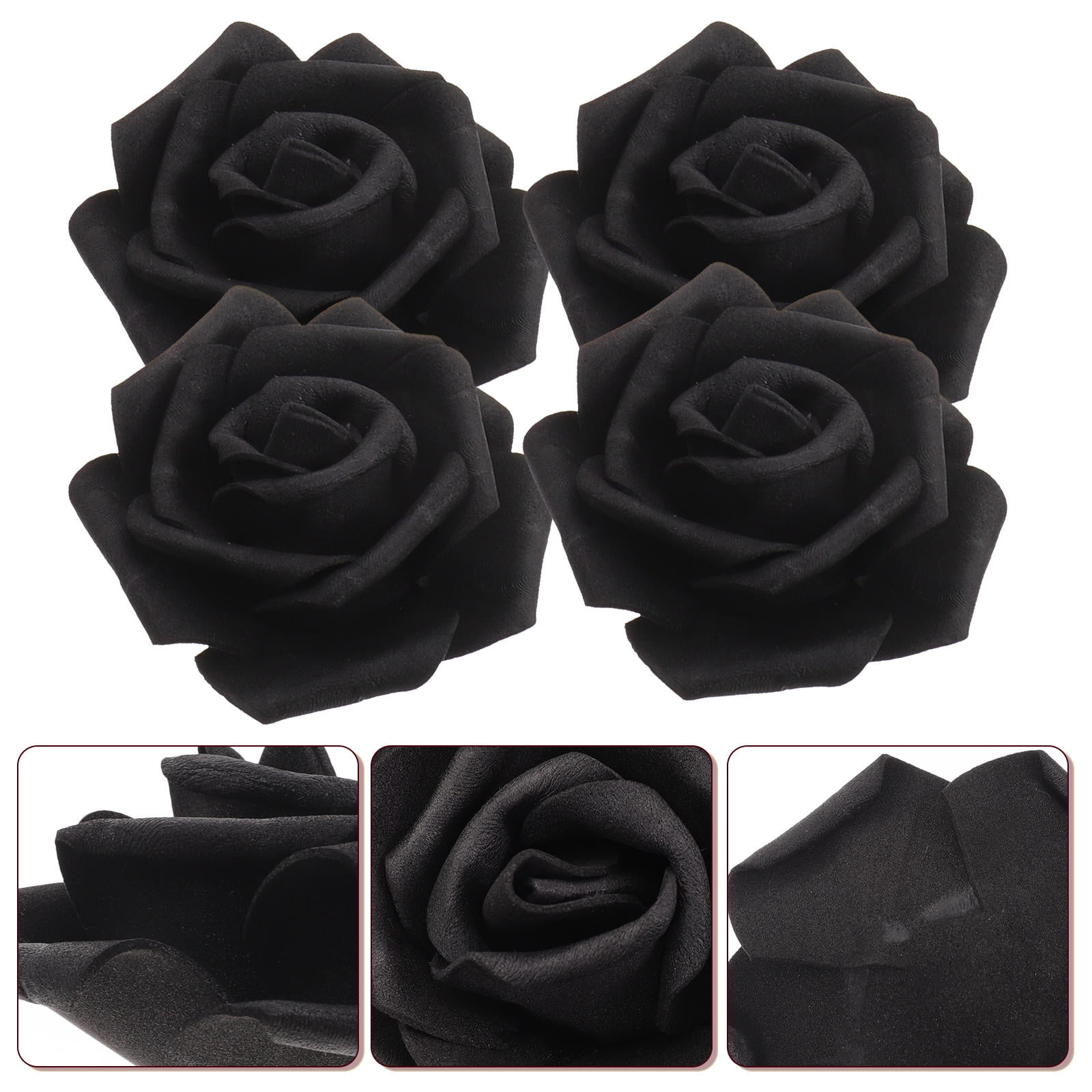 Masteelf 100pcs Black Artificial Roses for Crafts, Wedding Decorations ...