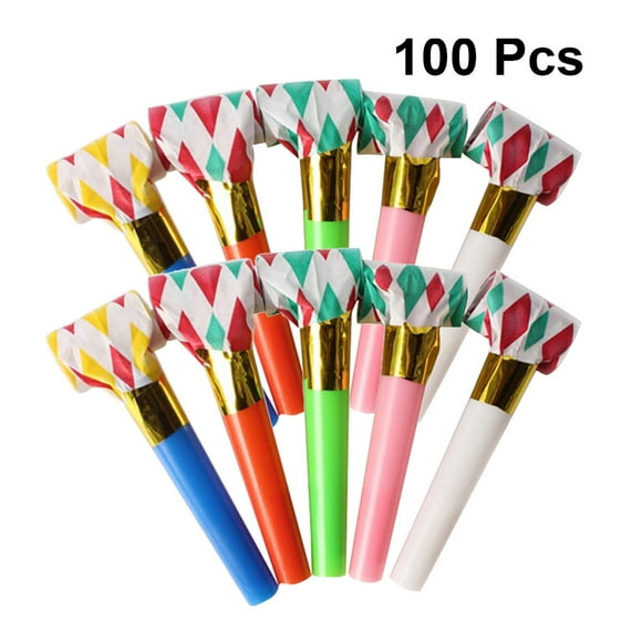 Masteelf 100pcs Funny 6cm Whistles Playing Whistle Kids Birthday Party Cheering Props (Random Color, 100pcs/ Pack)