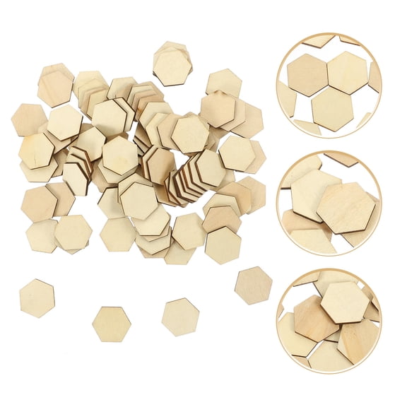 IDEANATEGRATE 100pcs Wood Slices with Blank , Cutout Shapes, 3x2.5x0.2cm, Craft Supplies for Projects and Decorations