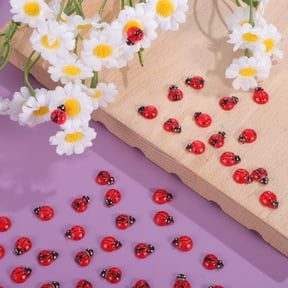 Masteelf 100pcs Mini Ladybug Figurines Resin Animal Models Small Ladybug Statues Garden Decor Tiny Resin Figures for Hiding