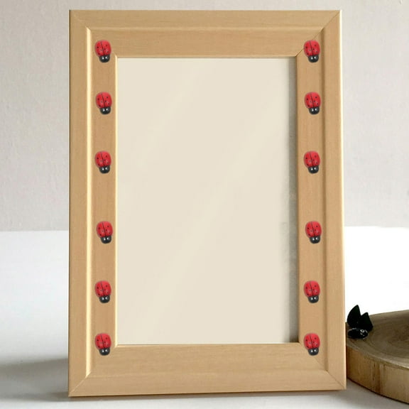 Masteelf 100pcs Mini Ladybugs Figurines Self-Adhesive Wooden Ladybug Stickers For Micro Landscape Decoration Diy Craft Projects Fancy Centerpieces