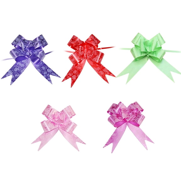 Masteelf 100pcs Pull Bow Ribbons for Wrapping, Flower Baskets, Wedding, Car Decoration - , Light Green, , Red, Rosy Colors