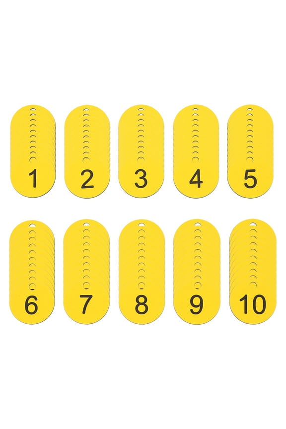 100pcs Round Numbered Key Tags with Holes, Plastic Number Discs for Keychains, Numbered Keychain Tags for Organization