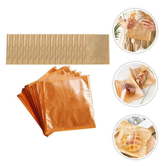 Masteelf 100pcs Single Use Bakery Bags with Window Toast Paper Bags Cookies Pastries Bags