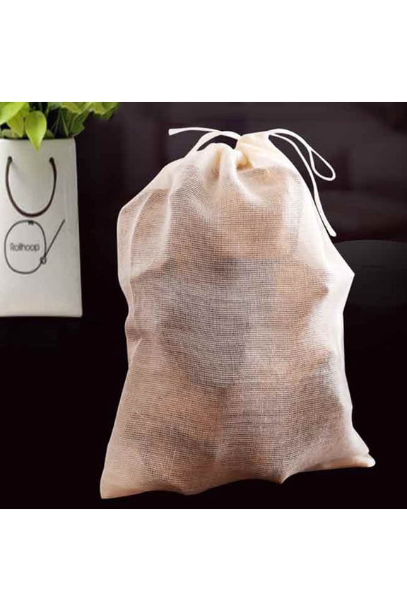 10PCS 30x40cm Cotton Reuseable Drawstring Bags Strainer Filter Bag for Nut Milk Tea Fruit Juice Coffee Grounds
