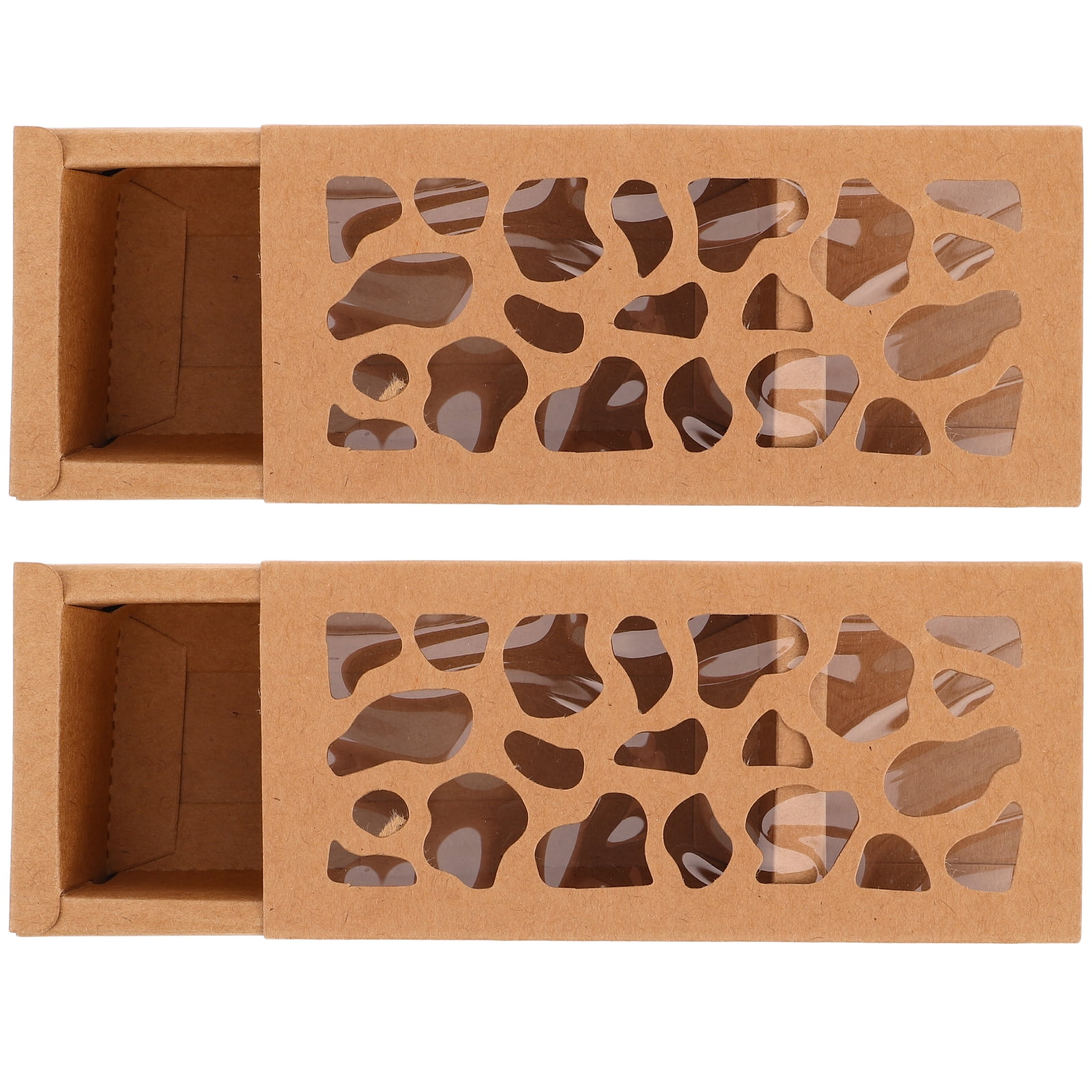 Masteelf Set of 10 Elegant Brown Macaron Boxes with Clear Window for ...