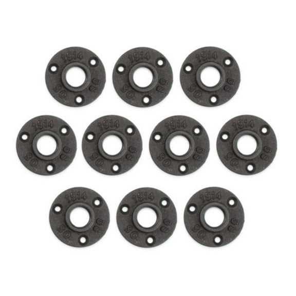Masteelf 10Pcs 4 Inch Malleable Threaded Floor Flange Iron Fittings Wall Mounted Flange (Black)