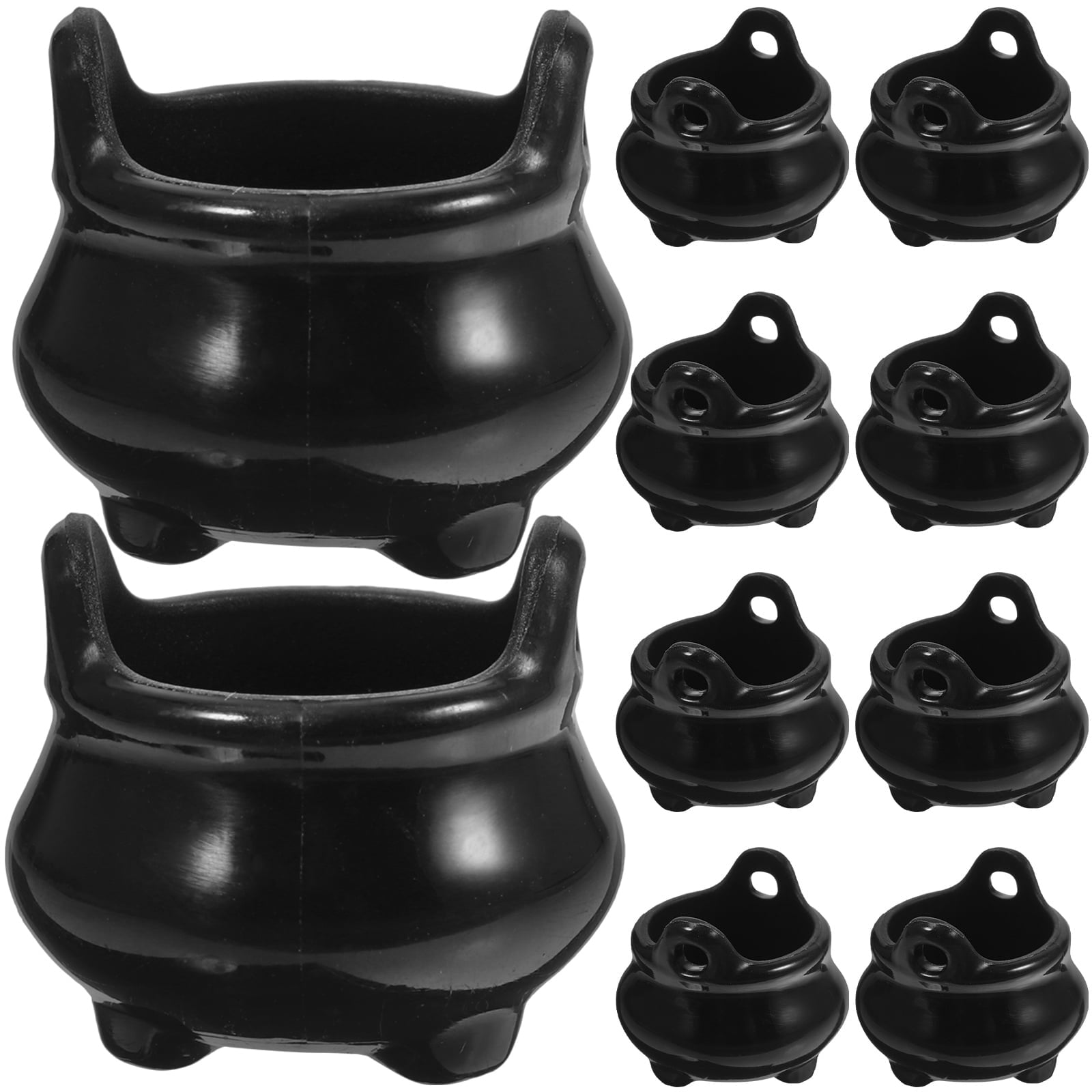 Masteelf 10Pcs Miniature Witch Cauldron Mini Cauldron Model Halloween Mini Cauldron Kettles