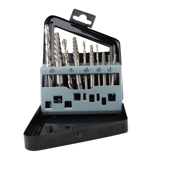 Masteelf 10Pcs Professional Screw Extractor Set Bit Extractor Package Damaged Broken Screw Puller Out Set Remover Black