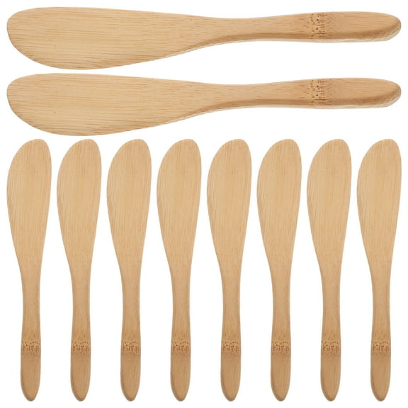 Masteelf 10pcs Bamboo Butter Cutting Tool Butter Bamboo Spreader Convenient Butter Spreader Kitchen Butter Scraper Butter Cheese Spatula Convenient Jam Spreader for Bread