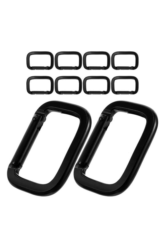 10pcs D-Shaped Carabiner Clip Keychain Clips Heavy Duty Metal Snap Hook Rings Quick Release Locking Buckles For Camping Hiking Fishing