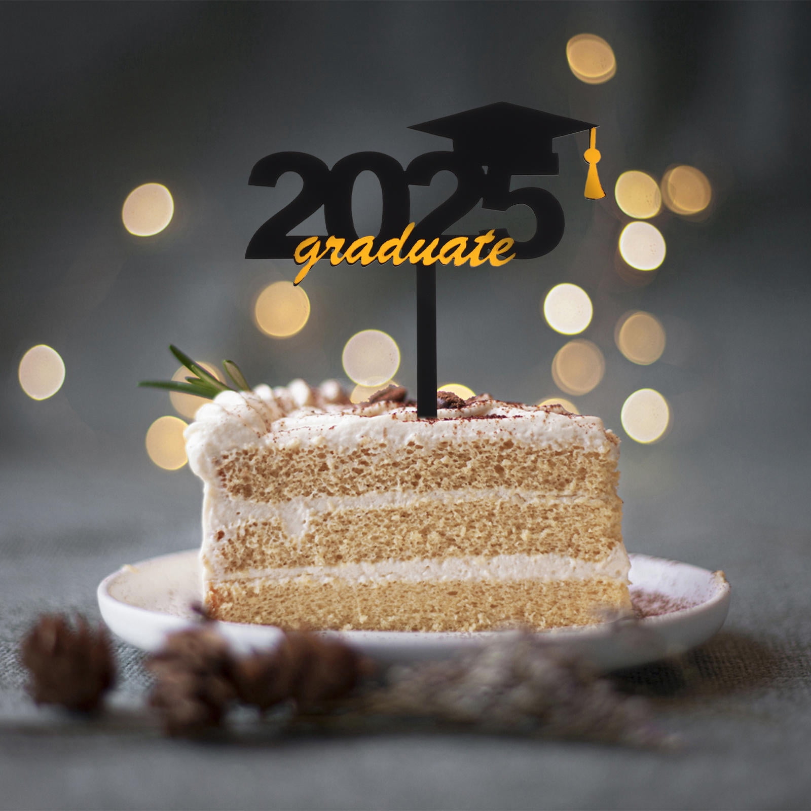 Minimalist Line Art Graduation Cake Topper - Black Acrylic Graduate Figure For Cake Decoration