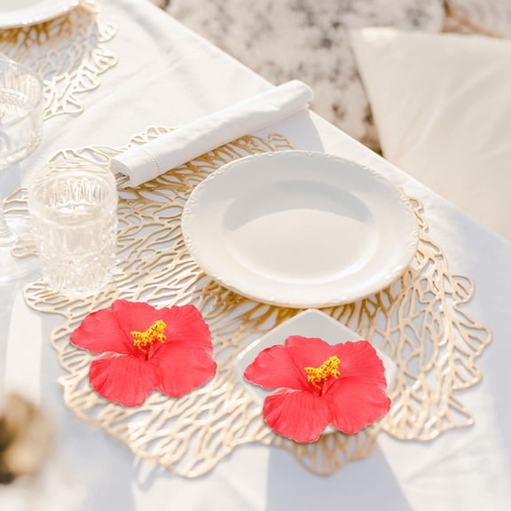 Masteelf 10pcs Hawaiian Flower Artificial Tropical Flowers For Tropical Party Decorations Faux Flowers Accessories Hair Decoration Flower