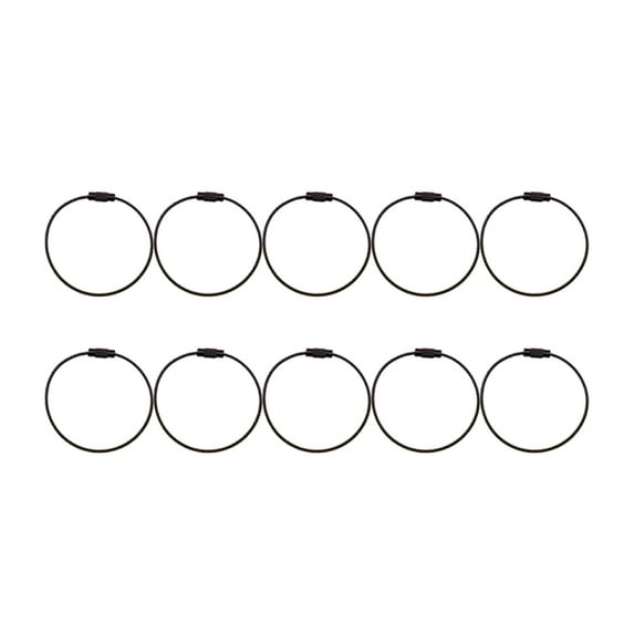 Masteelf 10pcs Metal Wire Keychain Cables Colored Key Ring Loops for Keychain Hanging Luggage ID 15mm ( Black )