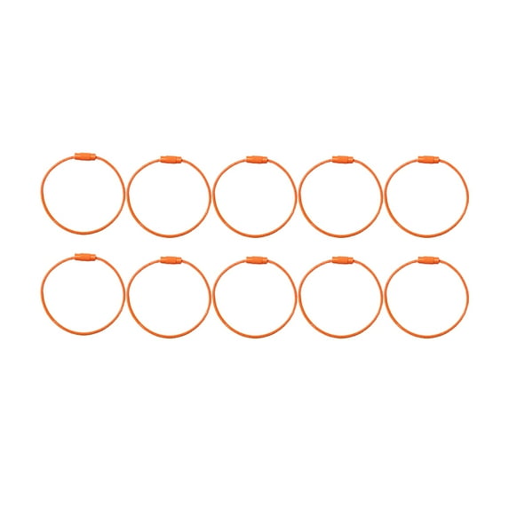 Masteelf 10pcs Metal Wire Keychain Cables Colored Key Ring Loops for Keychain Hanging Luggage ID 15mm ( Orange )