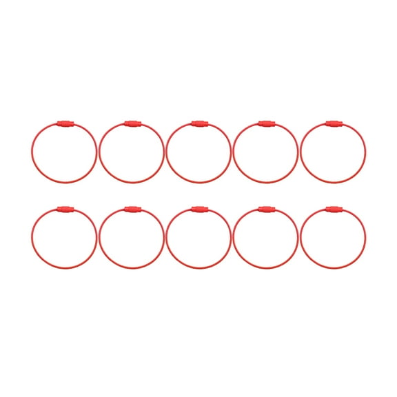 Masteelf 10pcs Metal Wire Keychain Cables Colored Key Ring Loops for Keychain Hanging Luggage ID 15mm ( Red )