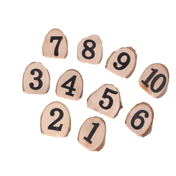 Masteelf 10pcs Wooden Number Cards 0-10 for Table Seating, Wedding, Party, Banquet Decoration, Small License Plate