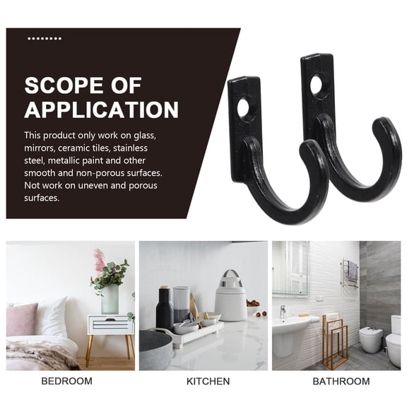 Masteelf Zinc Alloy Wall Hooks for Home Use Black Color 10 Pieces 2.36 Inches