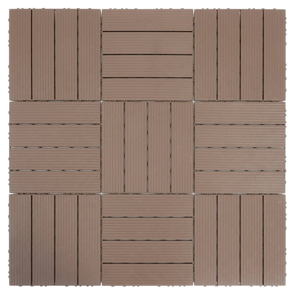 Masteelf 11 Pcs Timber Deck Puzzle Floor Mats Tiles Interlock Laminate Flooring Rugs Coffee