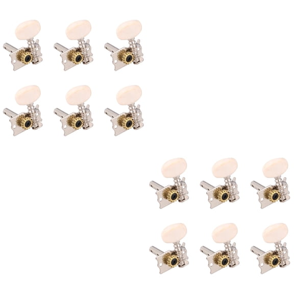 Masteelf 12 PCS Acoustic Guitar Unit Knob Special Guitar Tuning Pegs Retro Guitar Tuning Keys Guitar String Roll Head for Home Studio (Silver)