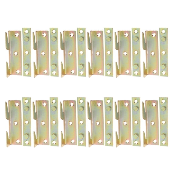 Masteelf  12 Pcs Bed Frame Connector Bracket Plate Hinge Buckle Golden