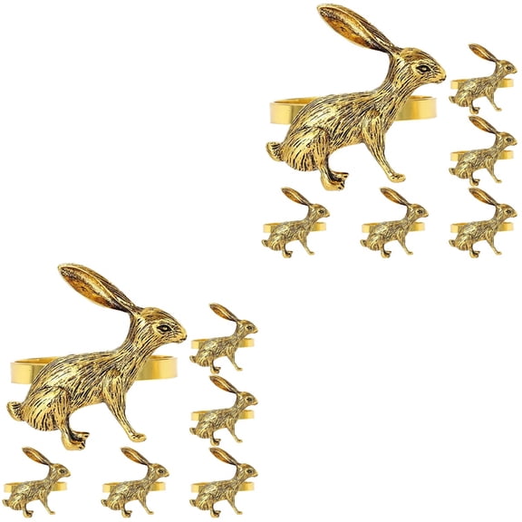 Masteelf 12 Pcs  Easter Rabbit Napkin Rings Bunny Napkin Ring Buckles Banquet Dinner Spring Table Decoration