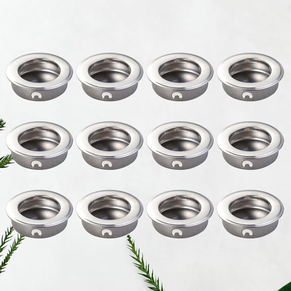 LOLIPPYY Plated Silver Flush Pull Cabinet Handle Durable for Sliding Doors 12Pcs