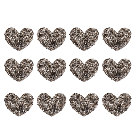 Masteelf 12-Pack Grey Heart Transfer Patches with Heart-Shaped Hot Iron Adhesive for Kids Clothing and Accessories