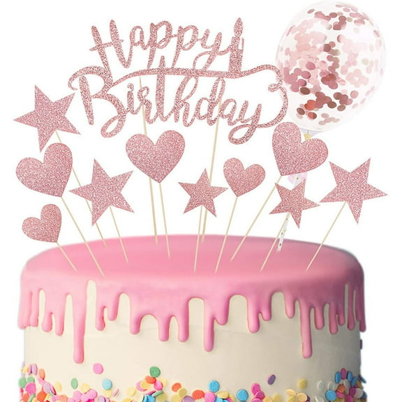 Masteelf  12 Pcs Happy Decoration for Birthday Cake Insert Toppers Balloon Decorations