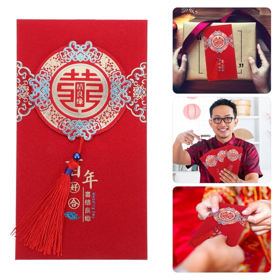 LOLIPPYY 12Pcs Red Envelopes for Wedding Ceremony Large Paper Packets with Elegant Red Color