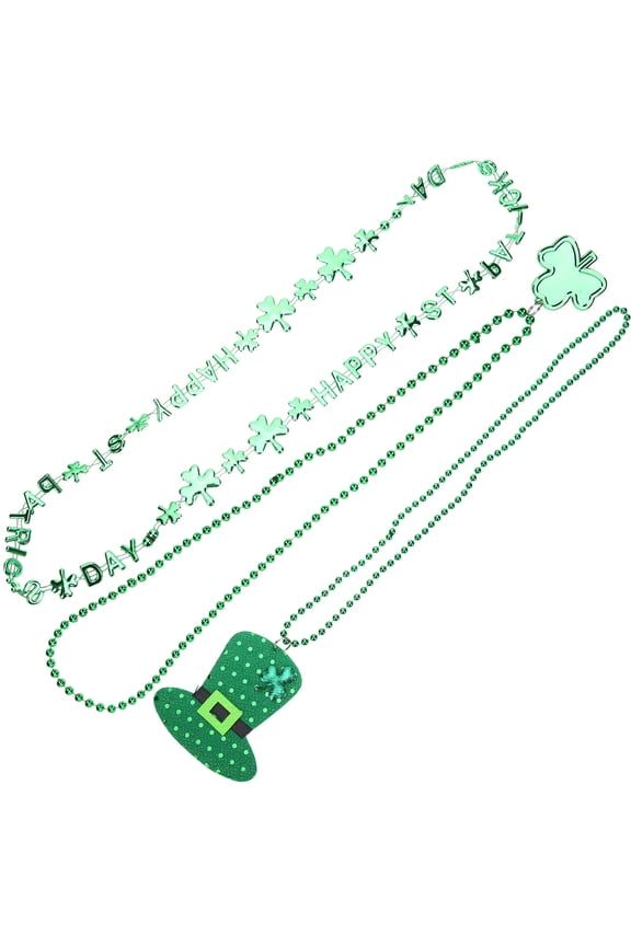 12 Pcs St Patricks Day Costume Shamrock Necklaces Bead Festival