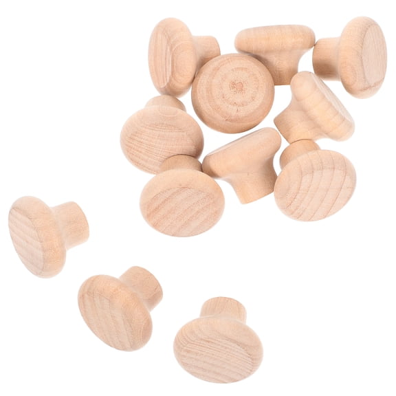 Masteelf 12 Sets Wooden Door Knobs Unfinished Furniture Door Pull Knobs for Cabinets Drawers and Wardrobes for Home Decor