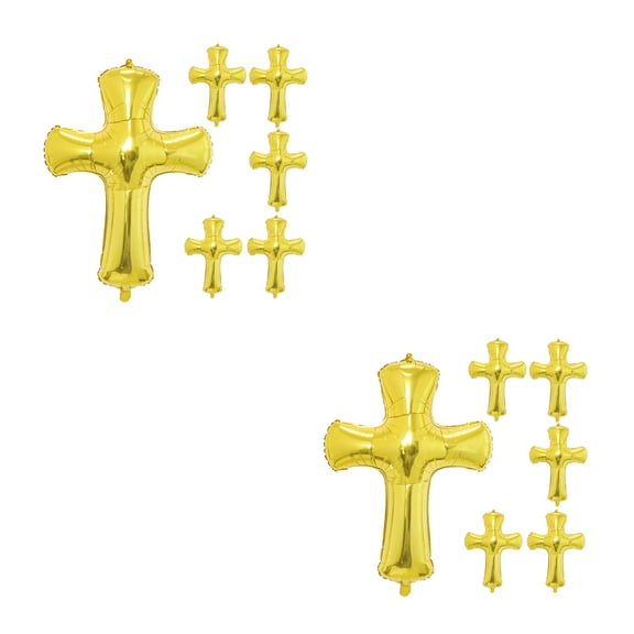 Masteelf 12 pcs Cross Foil Balloons for Baptism Baby Shower Decorations, Christening Party Balloons, Aluminum Balloon Set