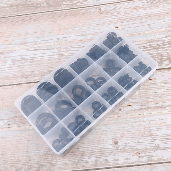 Masteelf 125pcs Black Rubber Seal Ring Type Rubber Grommets Retaining Ring Set Gasket Kits with Plastic Box